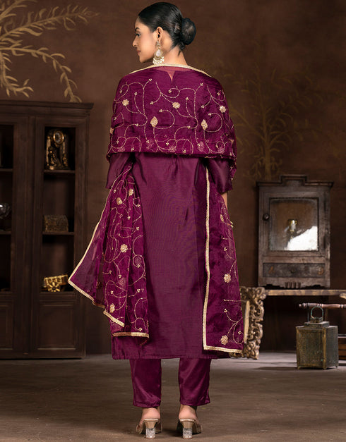 chic purple modal butti designer party wear readymade salwar suit with purple santoon 13589-acy3593 Close-up View